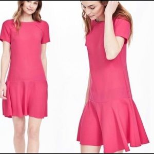 Banana Republic Hot Pink Flounce Sheath Dress Short Sleeve